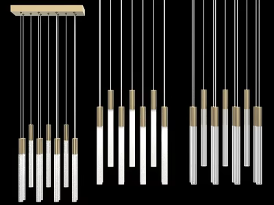 Modern Chandelier Design With Multiple Metal Frames And Glass Pendant Lights 3d model