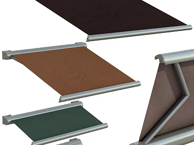 Outdoor Awning Components With Metal Frames And Colored Fabric Panels 3d model