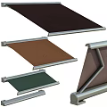 Outdoor Awning Components With Metal Frames And Colored Fabric Panels 3d model