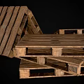 Wooden Pallets Stacked And Individual Featuring Rustic Wooden Slats And Support Blocks