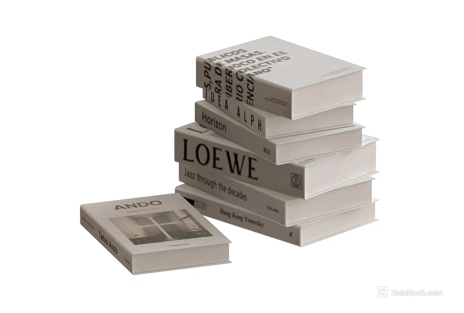 Stacked Design Books Featuring LOEWE ARCO And The Art of the Title Covers 3d model 
