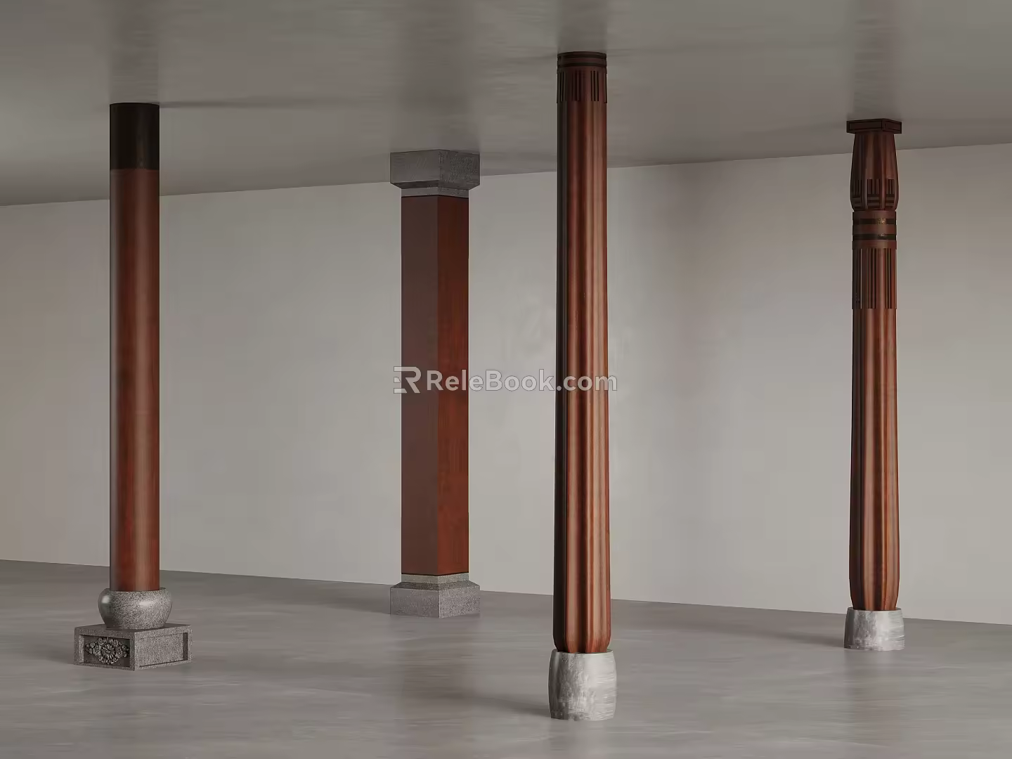 new chinese style column square column 3d model