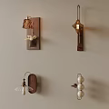 Modern Vintage Wall Lamps With Wooden Base Fabric Shade And Glass Globe Decor