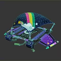 Colorful Cosmic Spacecraft With Rainbow Dome Star And Cloud Patterns For Aerospace Exploration