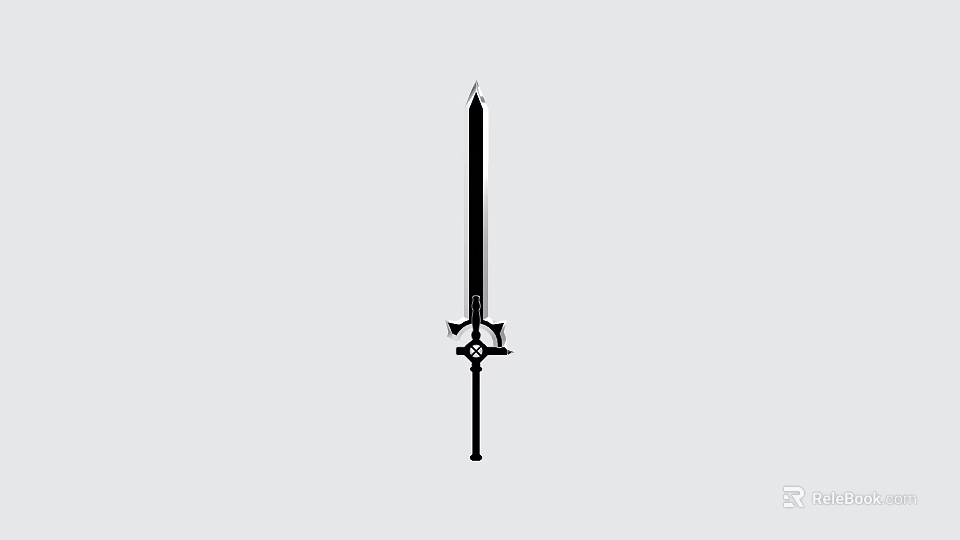 Fantasy Long Sword With Decorative Hilt And Black Blade Design 3d model 