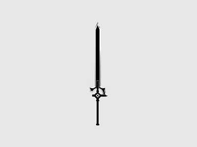 Fantasy Long Sword With Decorative Hilt And Black Blade Design 3d model