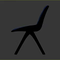 Blue Modern Padded Chair With Comfortable Curved Design And Black Legs