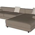 Modern Light Brown Fabric L Shaped Sectional Sofa With White Cushions 3d model