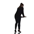 Professional Businesswoman In Black Suit Holding Digital Tablet For Work Tasks