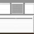 White Window Shutters And Shutter Door With Gray Background And Wooden Floor