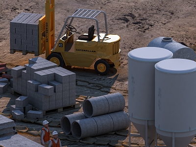 Modern forklift construction site dump truck 3d model