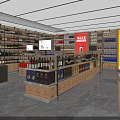 Modern Tobacco And Alcohol Store Interior With Shelves Wines Tobacco Products Display Cabinets And Chairs