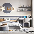 Modern Kids Room Interior With Hello Decor Star Accent Desk And Cozy Bed