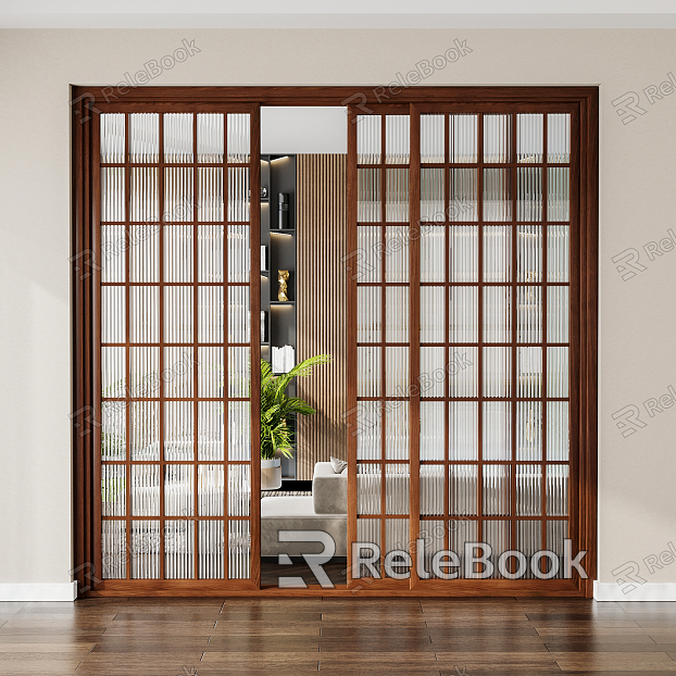 New Chinese style sliding door solid wood sliding door model