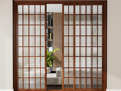 New Chinese style sliding door solid wood sliding door model