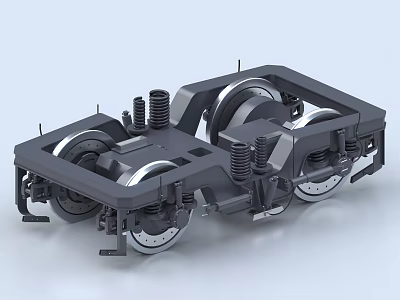 Detailed Train Bogie 3D Model With Metal Frame Wheels Springs And Mechanical Parts 3d model