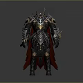 Mythical Warrior Armor With Metallic Spiked Design And Golden Accents Red Cape