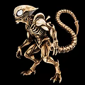 Golden Alien Creature Character Featuring Skeleton Structure Large Eye And Long Tail