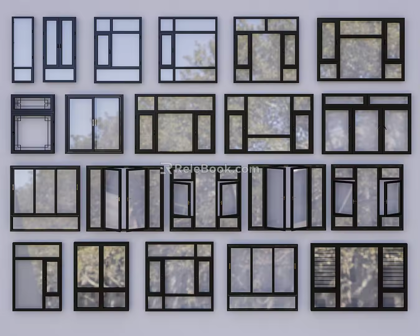 Modern windows 3d model