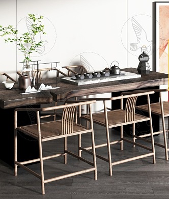 New Chinese Tea Table Combination 3d model