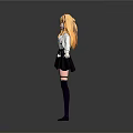 Anime Style Game Movie Character With Orange Hair White Top Black Skirt And Purple Shoes