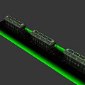 Vintage Green Freight Train Cars With Rusty Metal Structure And Wheels