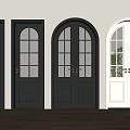 Stylish Black And White Arched Double Doors With Glass Panels For Modern Home Interior