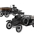 Vintage Black Open Top Trucks With Wooden Cargo Beds And Classic Design