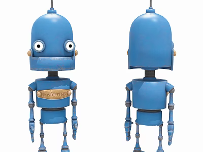 Smart Blue Robot Design With Front And Back Views And Mechanical Features 3d model