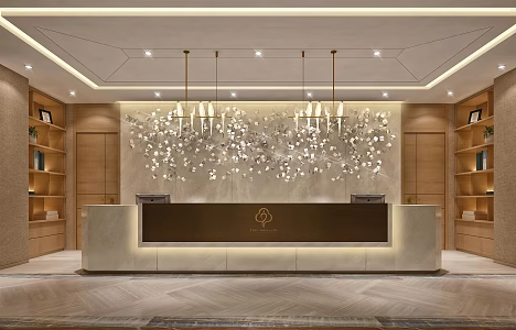 Modern Front Desk Hotel Reception Desk 3d model