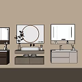 Various Modern Bathroom Vanity Sets With Mirrors Sinks And Cabinets 3d model