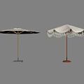 Outdoor Sunshade Umbrellas With Fringe Design And Classic Style For Patio Use