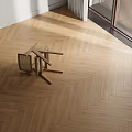 Light Wood Herringbone Flooring In Bright Room With Modern Chair