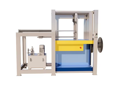 Industrial Hydraulic Equipment With Steel Frame Yellow Control Panel And Worktable 3d model