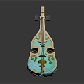 Turquoise Musical Instrument With Golden Decorations And Artistic Painting Supplies Design