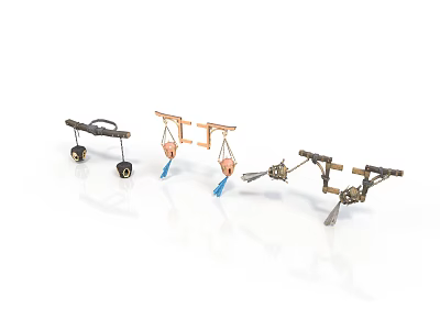 Small Mechanical Metal Devices With Wheels And Cable Attachments 3d model