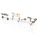 Small Mechanical Metal Devices With Wheels And Cable Attachments