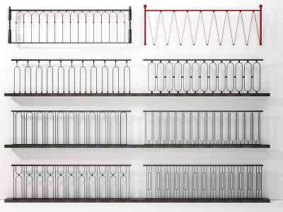 Various Metal Fence Designs With Decorative Railings Different Colors And Patterns For Outdoor Use 3d model