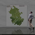 Green 3D Anhui Province Map Wall Decoration With Man Standing Viewing