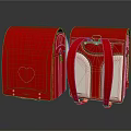 Red Leather Bags With Heart Design Front And Back View 3d model