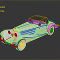 Silver Classic Convertible Car With Black Soft Top And Vintage Design