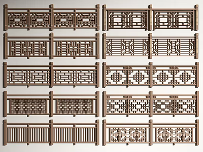 Traditional Wooden Fence Designs With Intricate Patterns 3d model