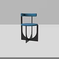Blue Modern Leisure Chair With Curved Backrest And Black Metal Support Frame