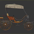 Vintage Horse Carriage Design With Beige Canopy Red Frame Beige Seats And Orange Wheels