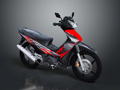 Black And Red Modern Motorcycle With Sleek Lines Stylish Design And Alloy Wheels 3d model
