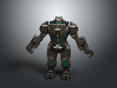 Detailed Heavy Armored Robot Character With Mechanical Design And Blue Accents 3d model