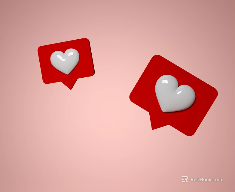 Commercial Equipment Featuring Red Speech Bubbles With White Hearts On Pink Background 3d model 