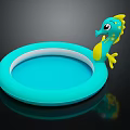 Commercial Blue Inflatable Pool Equipment With Yellow Seahorse Decoration For Kids Play Zones