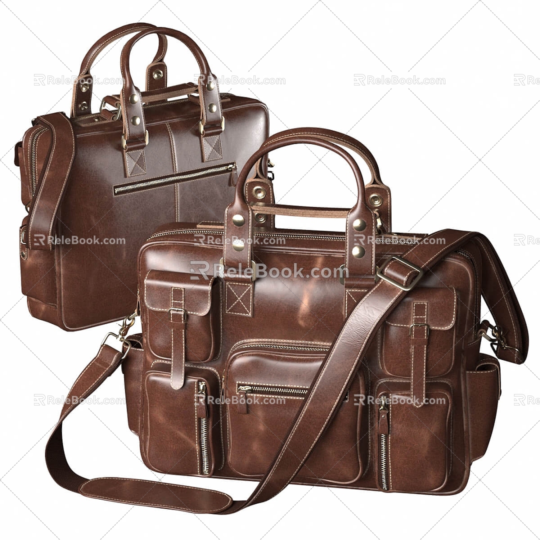 Modern Handbag Men's Leather Handbag Travel Bag 3d model