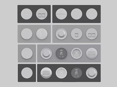 Modern Switch Panels With Various Circular And Square Button Designs In Sleek Layouts 3d model